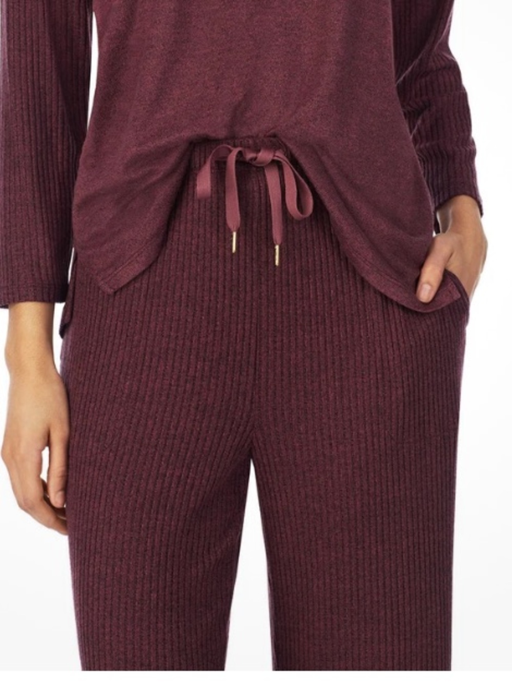 Midnight by Carole Hochman Rib-Knit Lounge Set - Plum - Picture 2 of 6